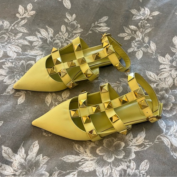 Valentino Roman Stud Metallic Flats - Picture 5 of 10